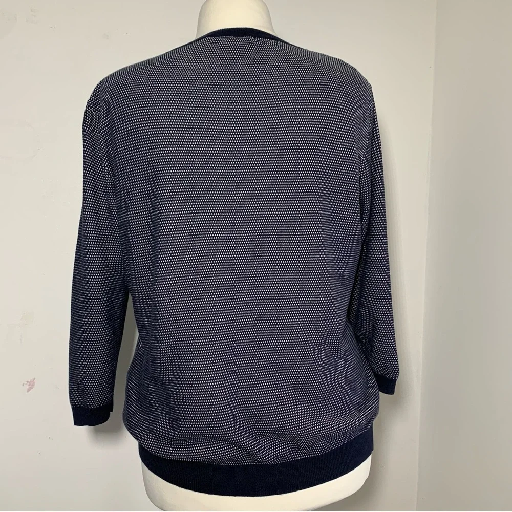 Peter Hahn Women's Knit Jumper Navy White Mix Long Sleeve Pullover Casual UK 22 - Picture 15 of 15